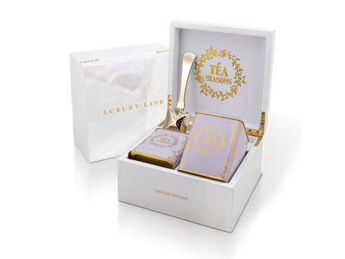 Натуральный чай в дизайнерской упаковке «Коллекция «Luxury Line» 2-х секционная белая с розой
