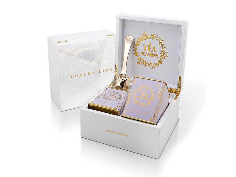 Натуральный чай в дизайнерской упаковке «Коллекция «Luxury Line» 2-х секционная белая с розой