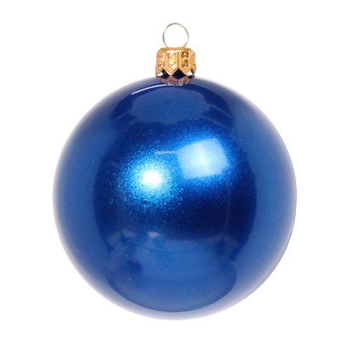 елочный шар синий глянцевый