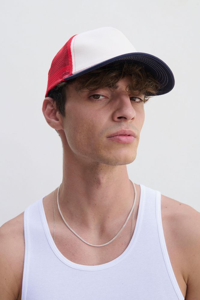 Бейсболка Blink, молочная с красным — изображение 5