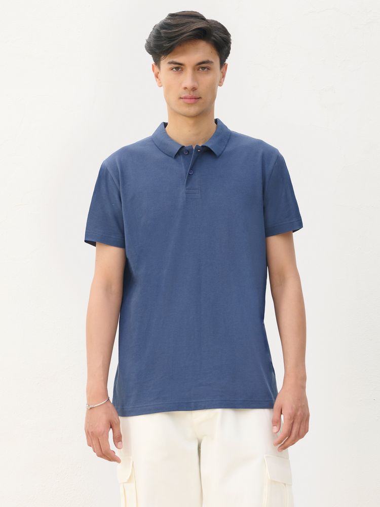 Рубашка поло унисекс Pulse, синяя (джинс) — изображение 6