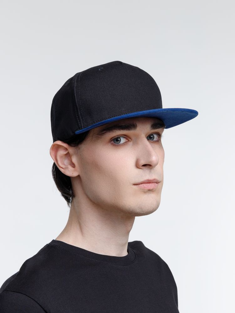 Бейсболка Foreside с прямым козырьком, черная с синим — изображение 6
