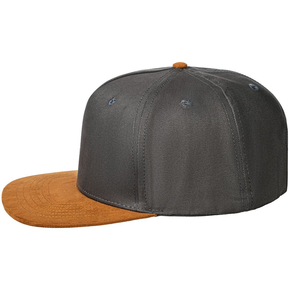 Бейсболка Foreside с прямым козырьком, серая с коричневым — изображение 3