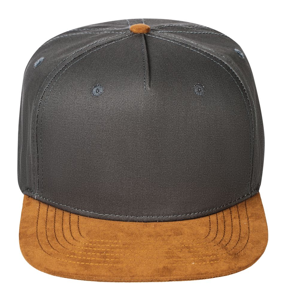 Бейсболка Foreside с прямым козырьком, серая с коричневым — изображение 4